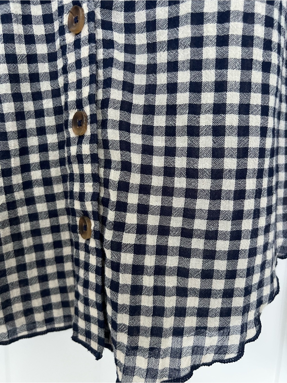 Pilcro for Anthropologie Blue Gingham Ruffle Button Front Blouse - Picture 6 of 12